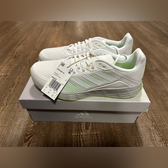 Adidas White/Green Duramo SL Mens Shoes - US Size 8 - Picture 1 of 6
